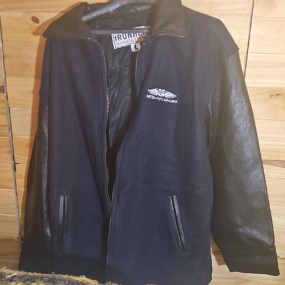 Black Leather Sleeve Jacket
